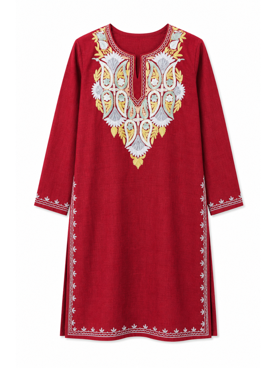 Kashmir Aari cotton Co-Ord Set | Plum